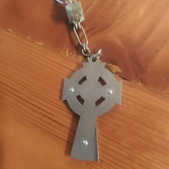 Catholic Rosary Irish Connemara Marble Cube Beads Celtic Cross Vintage Vtg - Picture 6 of 9